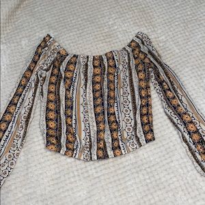 Long sleeve off the shoulder crop top